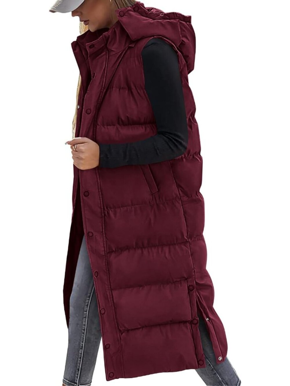 Cozy Long Quilted Puffer Vest for Women - Winter Hooded Coat, Warm & Stylish